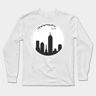 Circular Silhouette of Indianapolis Indiana Skyline Long Sleeve T-Shirt